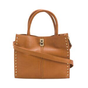 MARTA PONTI Tan Leather Square Mini Satchel With Studs